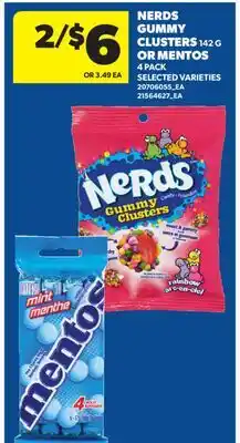 Real Canadian Superstore NERDS GUMMY CLUSTERS, 142 G OR MENTOS offer