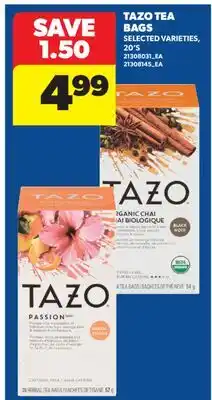 Real Canadian Superstore TAZO TEA BAGS, 20'S offer
