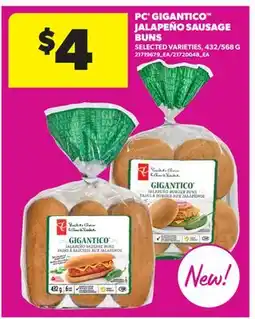 Real Canadian Superstore PC GIGANTICO JALAPEÑO SAUSAGE BUNS, 432/568 G offer