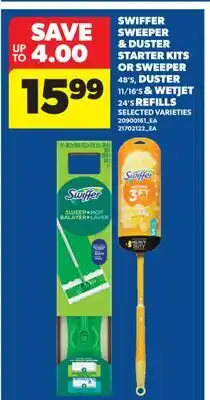 Real Canadian Superstore SWIFFER SWEEPER & DUSTER STARTER KITS OR SWEEPER, 48'S, DUSTER, 11/16'S & WETJET, 24'S REFILLS offer