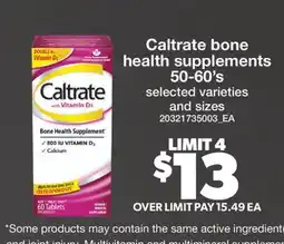 Real Canadian Superstore CALTRATE BONE HEALTH SUPPLEMENTS, 50-60' s offer