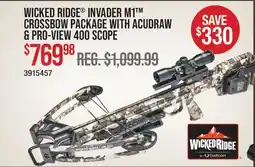 Cabela's WICKED RIDGE INVADER M1 CROSSBOW PACKAGE WITH ACUDRAW & PRO-VIEW 400 SCOPE offer