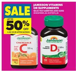 Real Canadian Superstore JAMIESON VITAMINS OR SUPPLEMENTS offer