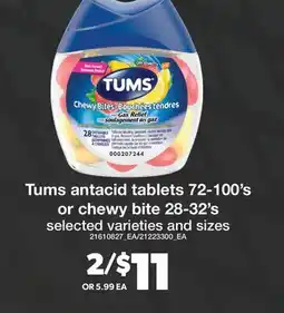 Real Canadian Superstore TUMS ANTACID TABLETS, 72-100'S OR CHEWY BITE, 28-32'S offer