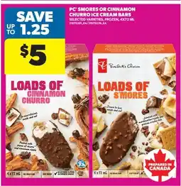 Real Canadian Superstore PC SMORES OR CINNAMON CHURRO ICE CREAM BARS offer