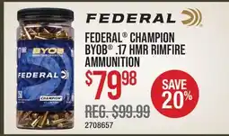 Cabela's FEDERAL CHAMPION BYOB .17 HMR RIMFIRE AMMUNITION offer