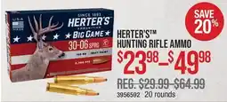 Cabela's HERTER'S HUNTING RIFLE AMMO offer