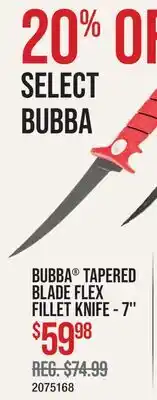Cabela's BUBBA TAPERED BLADE FLEX FILLET KNIFE-7 offer