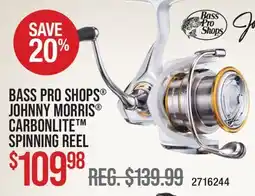 Cabela's BASS PRO SHOPS JOHNNY MORRIS CARBONLITE SPINNING REEL offer