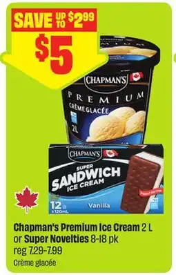 FreshCo Chapman's Premium Ice Cream 2 L or Super Novelties offer