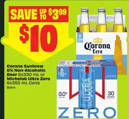 FreshCo Corona Sunbrew 0% Non-Alcoholic Beer 6x330 mL or Michelob Ultra Zero 6x355 mL Cans offer