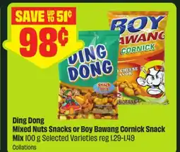 FreshCo Ding Dong Mixed Nuts Snacks or Boy Bawang Cornick Snack Mix 100 g Selected Varieties offer