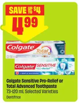 FreshCo Colgate Sensitive Pro-Relief or Total Advanced Toothpaste 73-120 mL Selected Varieties offer