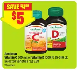 FreshCo Jamieson Vitamin C 500 mg or Vitamin D 1000 IU 75-240 pk Selected Varieties offer
