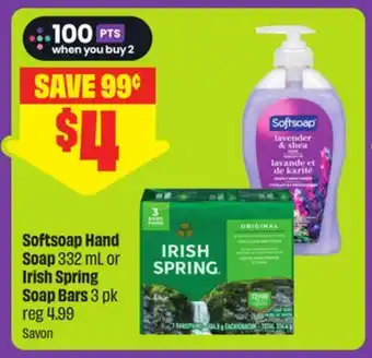 FreshCo Softsoap Hand Soap 332 mL or Irish Spring Soap Bars offer