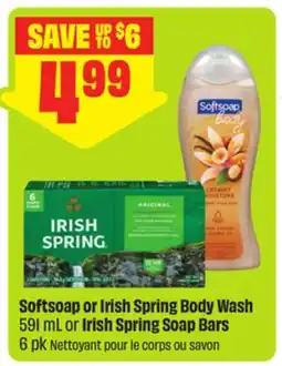 FreshCo Softsoap or Irish Spring Body Wash 591 mL or Irish Spring Soap Bars offer