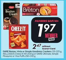 Sobeys DARE Breton, Vinta or Simple Goodness Crackers offer