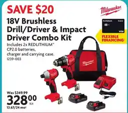 Home Hardware 18V Brushless Drill/Driver & Impact Driver Combo Kit offer