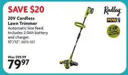 Home Hardware 20V Cordless Lawn Trimmer offer