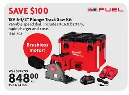 Home Hardware 18V 6-1/2 Plunge Track Saw Kit offer
