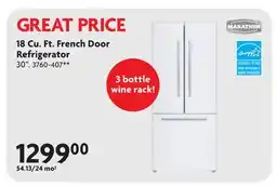 Home Hardware 18 Cu. Ft. French Door Refrigerator offer