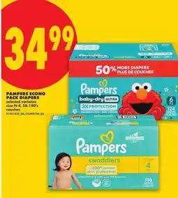No Frills PAMPERS ECONO PACK DIAPERS, 58-180's offer
