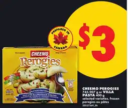 No Frills CHEEMO PEROGIES 745-907 g or VILLA PASTA 400 g offer