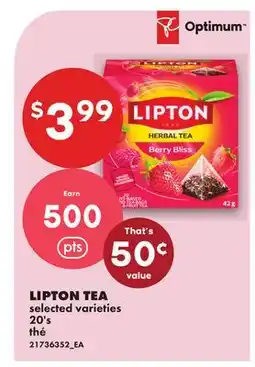 No Frills LIPTON TEA, 20's offer