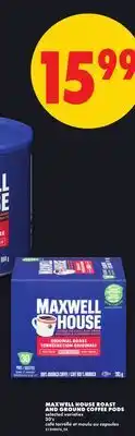 No Frills MAXWELL HOUSE ROAST AND GROUND COFFEE PODS, 30's offer