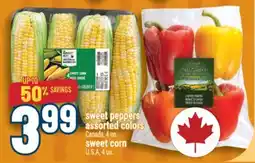Marché Adonis sweet peppers assorted colors Canada, 4 ea. sweet corn U.S.A., 4 ea offer