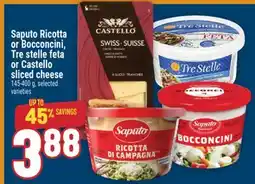 Marché Adonis Saputo Ricotta or Bocconcini, Tre stelle feta or Castello sliced cheese offer