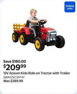 Walmart 12V Aosom Kids Ride on Tractor with Trailer offer