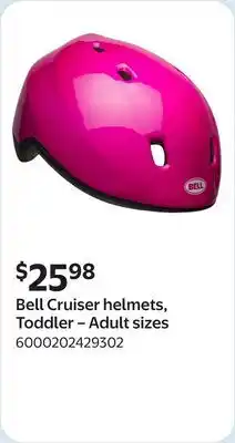 Walmart Bell Cruiser helmets, Toddler – Adult sizes offer