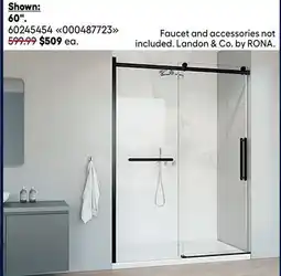 RONA LANDON & CO. shower doors and bases offer