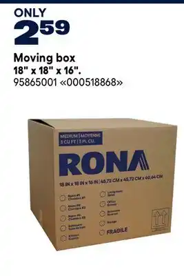 RONA Moving box 18 x 18 x 16 offer