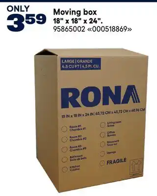 RONA Moving box 18 x 18 x 24 offer