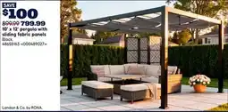 RONA 10' x 12' pergola with sliding fabric panels offer