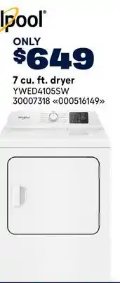 RONA Whirlpool 7 cu. ft. dryer offer