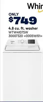 RONA Whirlpool 4.8 cu. ft. washer offer