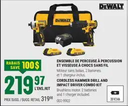 BMR DEWALT ENSEMBLE DE PERCEUSE À PERCUTION ET VISSUSE À CHOCKS SANS FIL offer