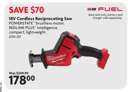 Home Hardware 18V Cordless Reciprocating Saw offer