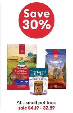 Petsmart ALL small pet food offer
