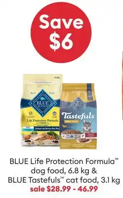 Petsmart BLUE Life Protection Formula dog food, 6.8 kg & BLUE Tasteful cat food, 3.1 kg offer