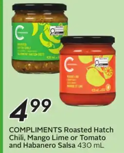 Sobeys COMPLIMENTS Roasted Hatch Chili, Mango Lime or Tomato and Habanero Salsa offer