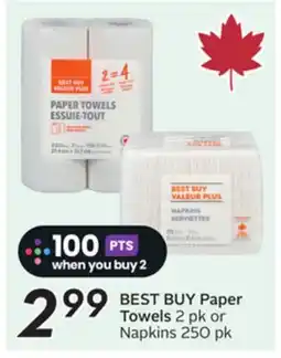 Sobeys Paper Towels 2 pk or Napkins 250 pk offer
