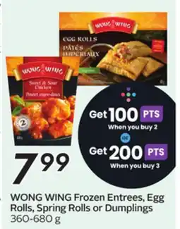 Sobeys WONG WING Frozen Entrees, Egg Rolls, Spring Rolls or Dumplings offer