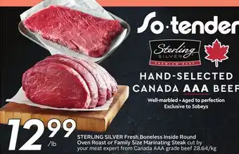 Sobeys Fresh Boneless Inside Round Oven Roast or Family Size Marinating Steak offer
