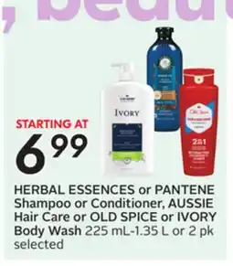 Sobeys HERBAL ESSENCES or PANTENE Shampoo or Conditioner, AUSSIE Hair Care or OLD SPICE or IVORY Body Wash offer