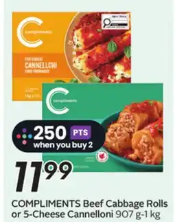 Sobeys COMPLIMENTS Beef Cabbage Rolls or 5-Cheese Cannelloni offer