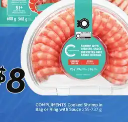 Sobeys COMPLIMENTS Cooked Shrimp in Bag or Ring with Sauce offer